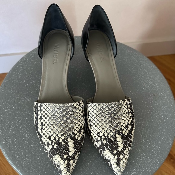 Vince Black and White Kitten Heels with Snake Print - Picture 5 of 5